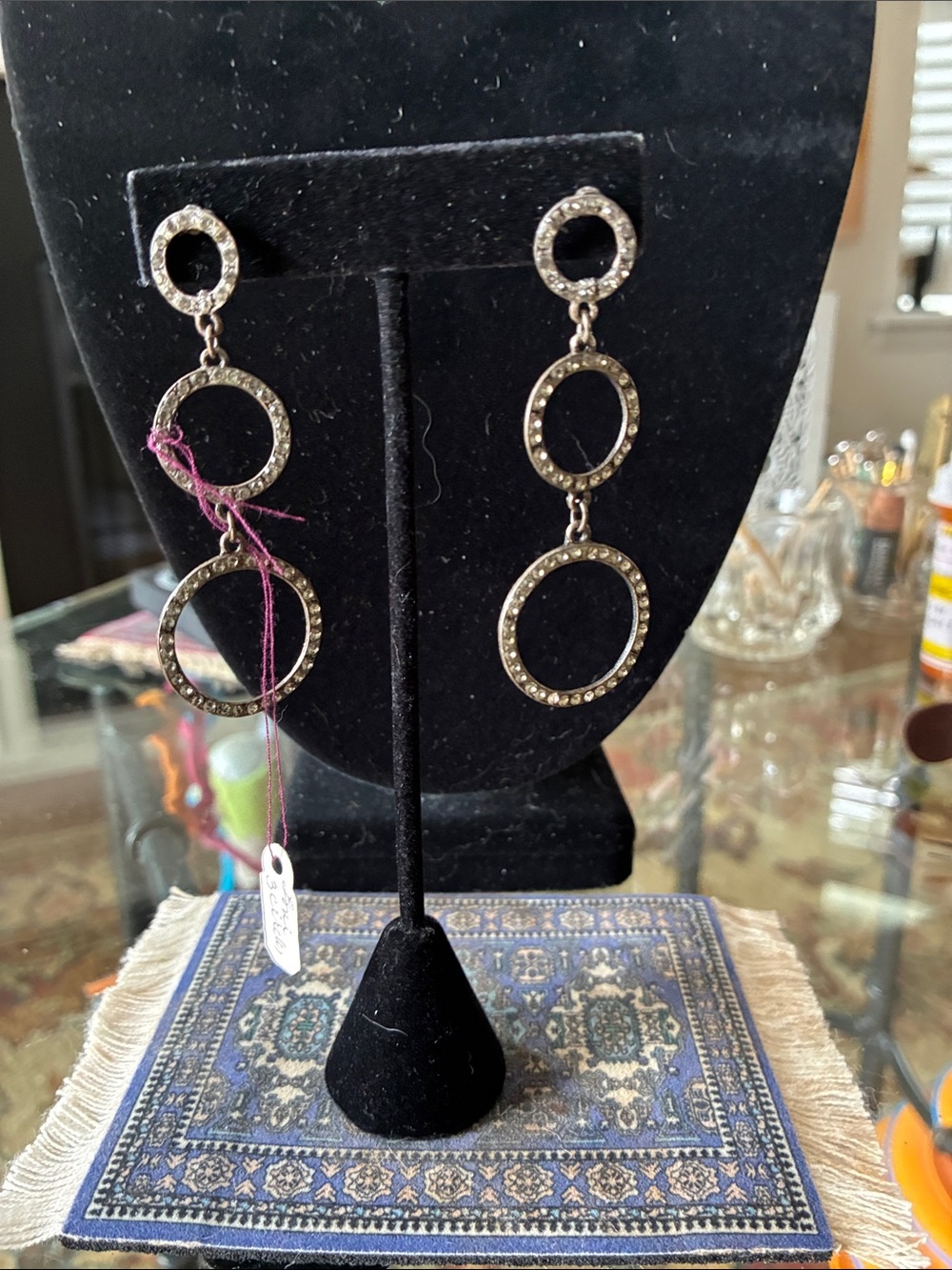 Silver-Tone Triple Circle Drop Earrings - Women Jewelry